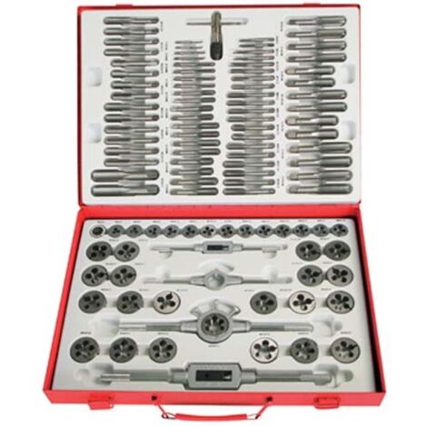 Mw Tools – SKC110ETM Coffret tarauds et filières 110 pièces – Acier tungstène – Tailles métriques de M2 à M18 – Inclus : porte-tarauds et filières - 748401100