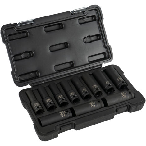 Ensemble de 11 douilles à chocs 12 bords 1/2" de long  JBM53744