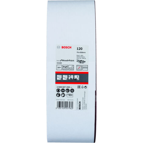 Bande de ponçage Bosch Accessories 2608607259 Grain 120 (L x l) 533 mm x 75 mm 10 pc(s)