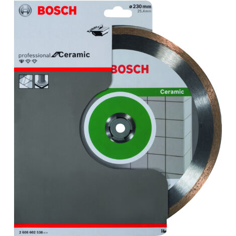 Bosch – Disque à tronçonner pour meuleuse 230mm – Pour céramique dure – Alésage 25,4mm – Largeur de coupe 1,6mm – 1 unité