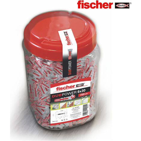 Fischer – Chevilles DuoPower Ø6x30mm – Lot de 750 unités – Pour béton, brique et plâtre – Installation rapide et facile