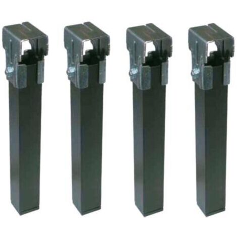 Lot de 4 pieds de lit en acier noir 40x30x255mm – Fixation stable sans roulette – Compatible avec cadres standards – Micel