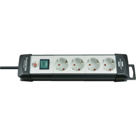 Premium-Line Gris Clair/ Noir Multi-Base (4 douilles et 1,8 m) BRENNENSTUHL 1951540100 (1/4)