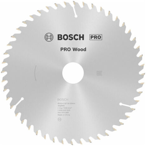 Bosch – Lame de scie circulaire 200mm pour bois dur – 48 dents ATB – Alésage 30mm – Coupe nette sans éclat – 2608640620