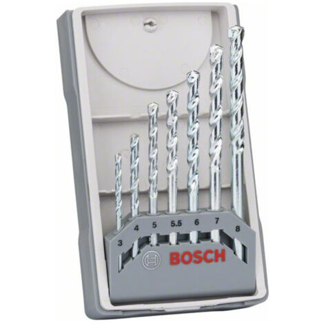 Bosch – Foret béton pour perceuse – Lot de 7 forets 3-8mm – Longueur 30-120mm – Pointe carbure pour maçonnerie – 2607017035 (1/3)
