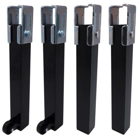 Lot de 4 pieds de sommier PT25 35x35x260mm avec roulette, noir 96403 Micel (1/2)