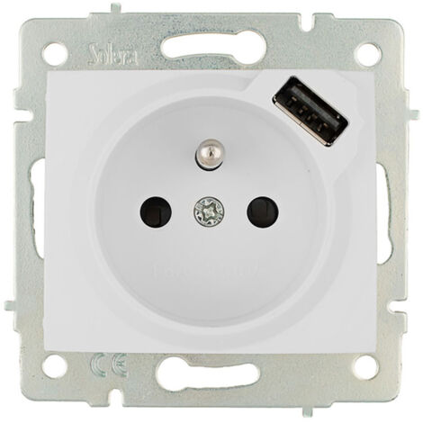 Base bipolaire avec côté T/T 16A 250V avec USB avec obturateur Solera E3/42941 (1/3)