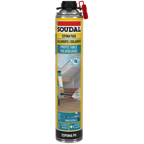 Soudal – Pistolet mousse projetable 700 ml – Mousse polyuréthane mono-composant – Isolation thermique et acoustique – Application précise sur béton et bois (1/3)