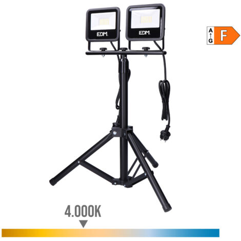 Projecteur LED avec trépied, 2x30W, 2x2370lm, 4000K, lumière du jour, Black Series EDM 70415 (1/3)