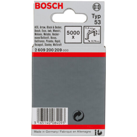 Agrafes Type 53 : 114x074x6mm : 5 000 pièces BOSCH 2609200209