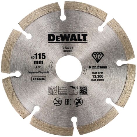 DeWALT Accessoires - Lame de scie diamantée segmentée 115 x 22,2 mm pour cloisons sèches DT3701