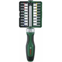 Bosch – Tournevis à cliquet 1600A02Z9A – 19 embouts en acier S2 – Longueur 80 mm – Couple 36 Nm – Porte-embout magnétique - Y436703