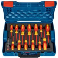 Bosch Professional – E-tournevis VDE Combo 14 pièces – 1600A02NF9 – Testé jusqu'à 10 000 volts – Pour travaux électriques en toute sécurité - Q090333