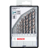 BOSCH 2607010535 Coffret de 10 forets à métaux Robust Line HSS-G, 135°, 1 - 10 mm
