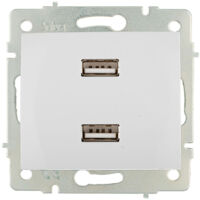 Chargeur Double USB 230V 5V 4200mA Blanc Encastrable ERP2USB Solera E3/42923