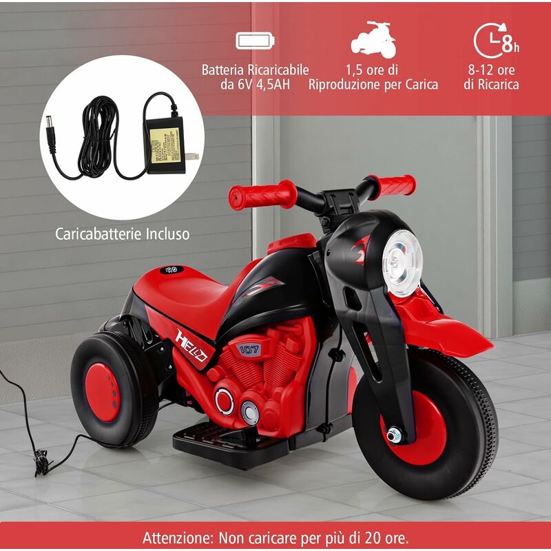 DREAMADE 6V Moto Elettrica per Bambini 3-5 Anni con Creatore di