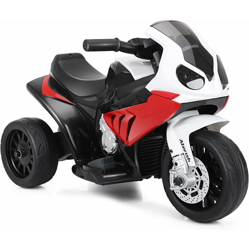 DREAMADE 6V Moto Elettrica per Bambini con 3 Ruote Musica, Luci e Clacson,  3 km/h, Triciclo Elettrico per Bambini da 18-36 Mesi, Portata di 30 kg  (rosso)