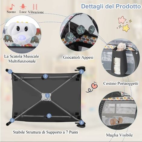 DREAMADE 4 in 1 Lettino da Campeggio con Materasso per Bambini, Culla da  Viaggio per Neonati