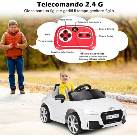 Audi E Tron Bianca Auto Macchina Elettrica Bambini a Batteria Telecomandata