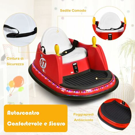 COSTWAY Veicolo Elettrico Macchina Elettrica Design Autoscontro per  Bambini, Girevole a 360°, con Luci e Musica, con Telecomando, per Bambini  2-5 Anni