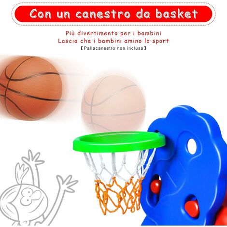 Scivolo per Bambini, Scivolo da Giardino con Cestino da Basket