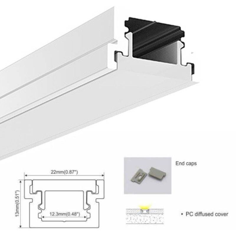 Perfil para tira LED para empotrar en Suelo 22x13mm (2m)