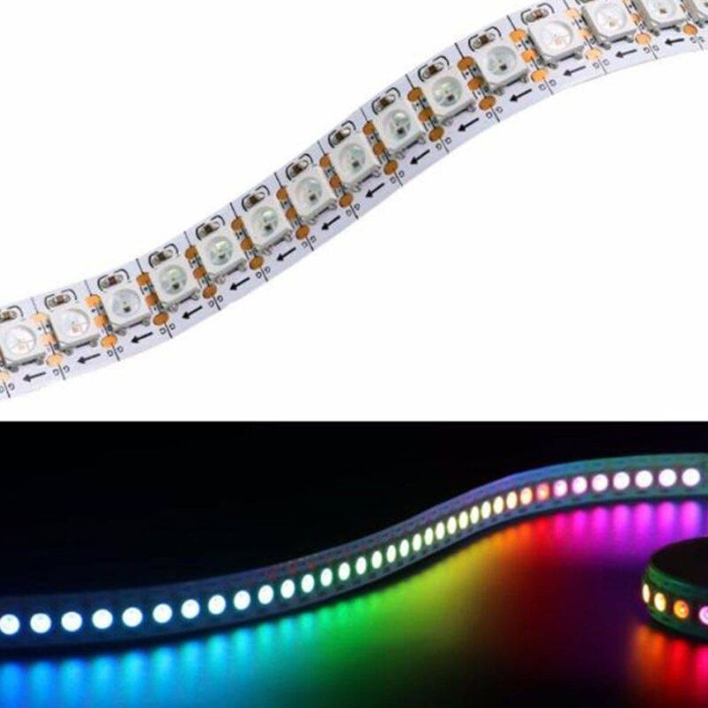 Tira LED inteligente IC RGB 5V DC - IP20 - 21,6W/m - 144 LED/m - Ancho 12mm  - 2 metros