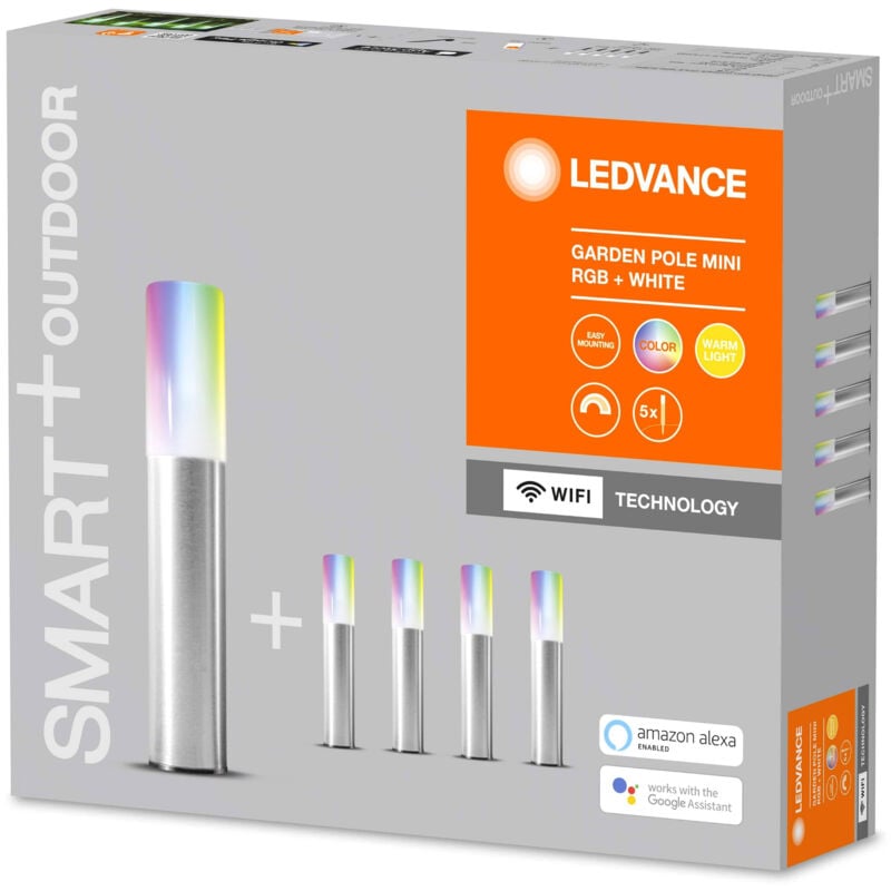 Luminaria Exterior Mini smart wifi garden pole rgbw ledvance luz de inteligente con tecnología paquete 5 postes para colores intercambiables compatible google y