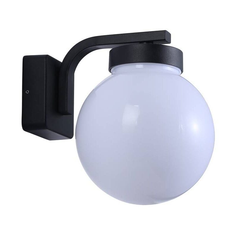 Aplique Farol Exterior de pared lilian e27 ip44 negro b·led led barcelonaled moderno aluminio vintage difusor globo blanco ø20cm y casquillo terraza patio