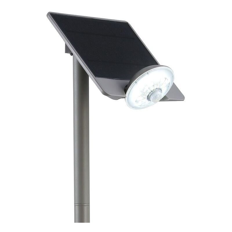 Farola Solar Con sensor ip44 barcelona led lámpara de pie estante metal diseño moderno pantalla retro vintage altura ajustable casquillo e27 interruptor dormitorio