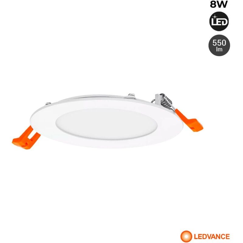 Downlight Ledvance Slim gama essential 8w 3000k corte ø 105mm spot integrated 12cm foco empotrable para todos los espacios interiores 22w temperatura de color 2000 lm 240v diseño plano dispositivo