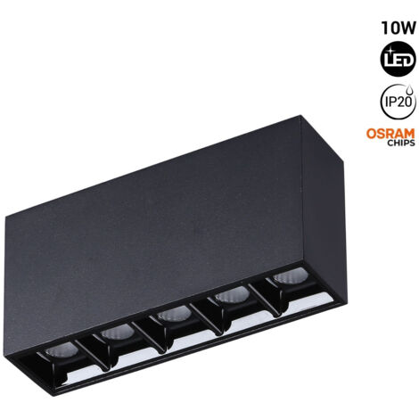 Foco Lineal LED Superficie - 10W - UGR18 - CRI90 - Chip OSRAM - Blanco Cálido - Negro