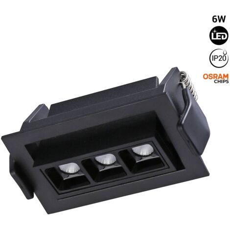 Foco Lineal LED Empotrable 6W - Orientable - UGR18 - CRI90 - - Blanco Cálido - Negro