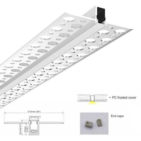 Perfil Tira LED Integración / Trimless - 8x12mm - Con Difusor -