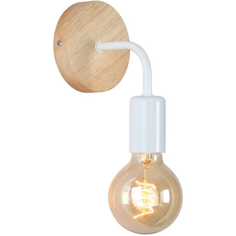 Aplique De Pared De Madera Y Metal "Morgan" - Blanco