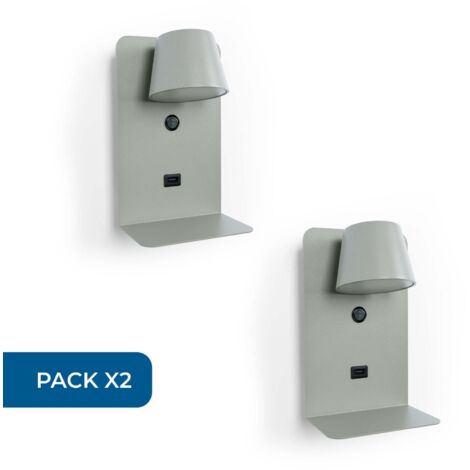 Aplique De Pared LED BASKOP Con USB Y USB-C - 6W, Luz Cálida, Ideal Para Cabeceros - Estilo Nórdico