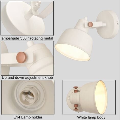 Aplique Pared Interior Moderno Orientable "KUKKA" Bombilla E14 - Blanco
