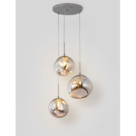 Lámpara Colgante Cristal Triple "KADNIS" - 3 X E27 - Cromo