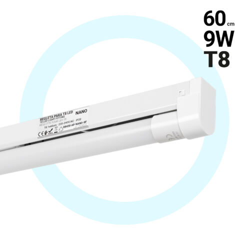 Kit Regleta Portatubos + Tubo LED T8 - 9W - 60cm - Blanco Frío