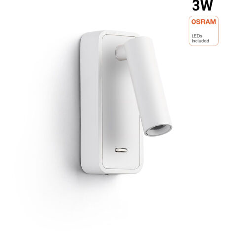Aplique De Pared Para Lectura "RAAM" 3W - Orientable - Chip - Blanco