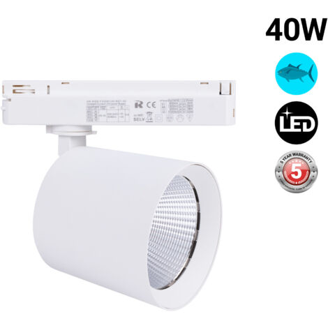 Proyector LED Para Carril Monofásico 40W - Pescados Y Mariscos - Blanco
