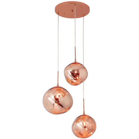 Lámpara Colgante Cristal Triple "KADNIS" - 3 X E27 - Cobre