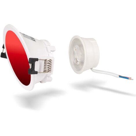 KIT Aro Downlight Redondo Asimétrico Ø85mm + Módulo LED MR16 5W - Blanco Cálido - Rojo