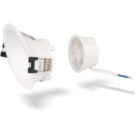 KIT Aro Downlight Redondo Asimétrico Ø85mm + Módulo LED MR16 5W - Blanco Cálido - Blanco