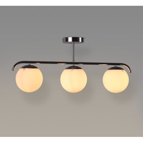 Lámpara De Techo Triple Bolas Cristal "TALÍ" - 3xE27 - Cromo