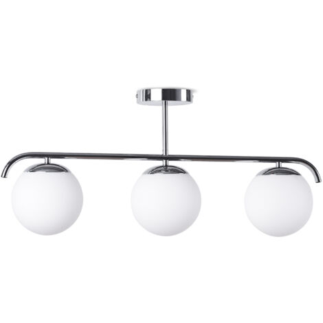 Lámpara De Techo Triple Bolas Cristal "TALÍ" - 3xE27 - Cromo