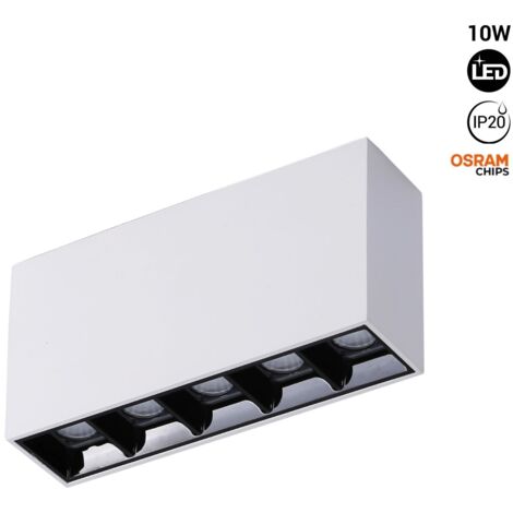 Foco Lineal LED Superficie - 10W - UGR18 - CRI90 - Chip OSRAM - Blanco Neutro - Blanco