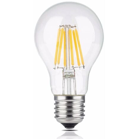 Bombilla LED Filamento E27 60 - 8W - Transparente - Blanco Cálido