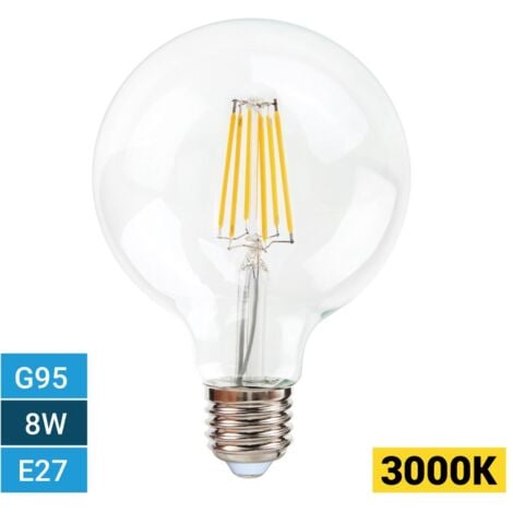 Bombilla LED Filamento E27 G95 - 8W - Blanco Cálido