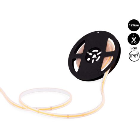 Tira LED COB 24V DC - 12W/m - 10mm - IP67 - Rollo De 5 (1/5)